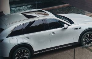 top view of a white 2024 mazda cx90 phev