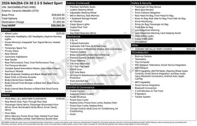 2026 Mazda Mazda CX-30 2.5 S Select Sport AWD