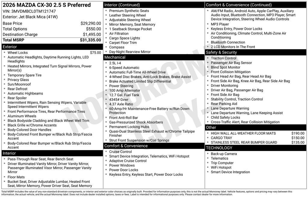 2026 Mazda Mazda CX-30 CX-30 2.5 S PF AWD