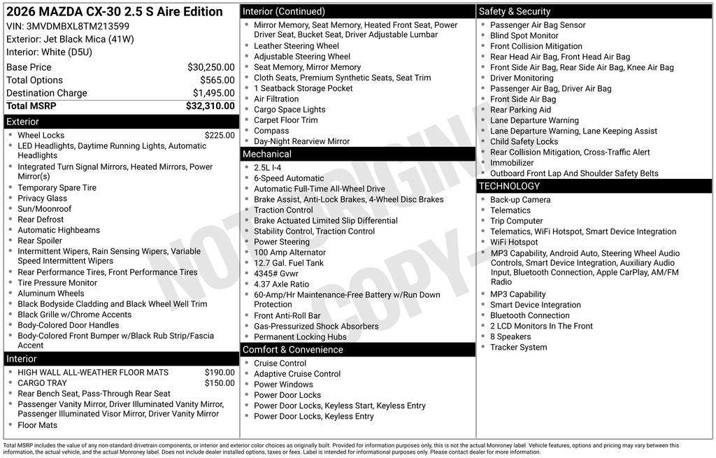 2026 Mazda Mazda CX-30 2.5 S Aire Edition