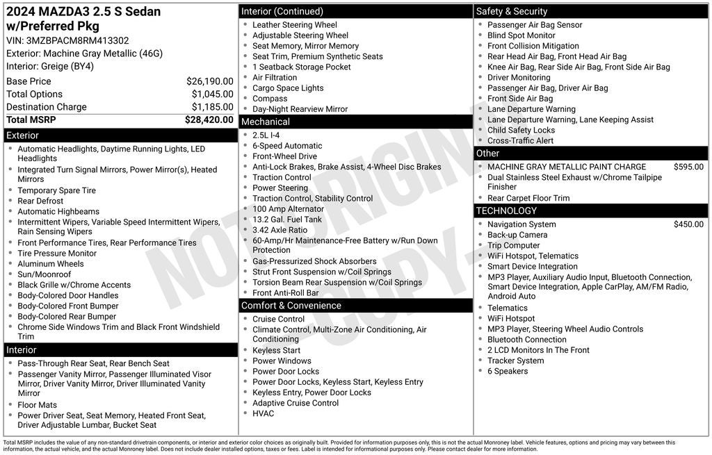2024 Mazda Mazda3 2.5 S Preferred Package