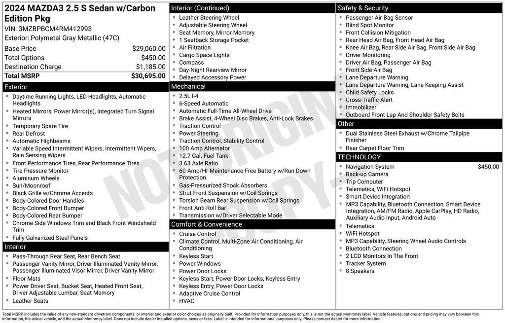 2024 Mazda Mazda3 2.5 S Carbon Edition