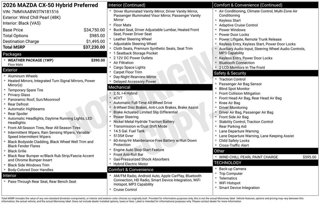 2026 Mazda Mazda CX-50 Hybrid Preferred AWD