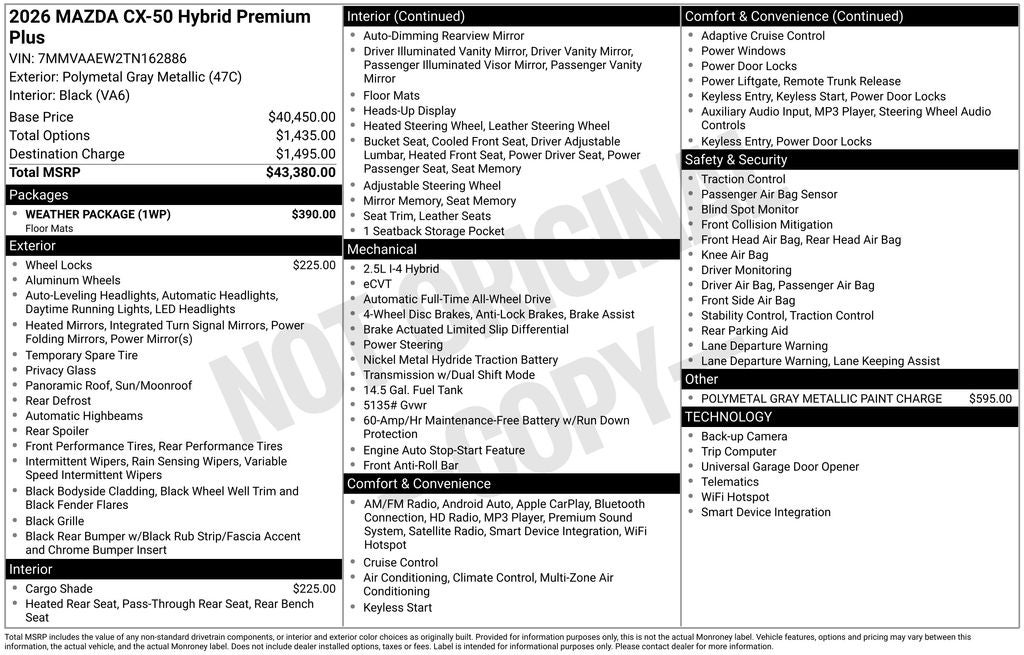 2026 Mazda Mazda CX-50 Hybrid Premium Plus AWD