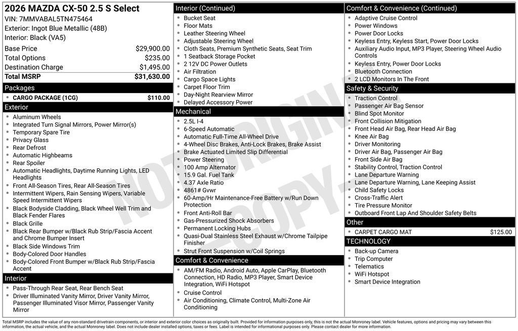 2026 Mazda Mazda CX-50 2.5 S Select AWD
