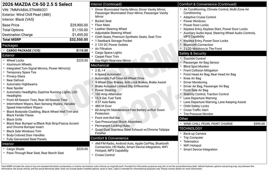 2026 Mazda Mazda CX-50 2.5 S Select AWD