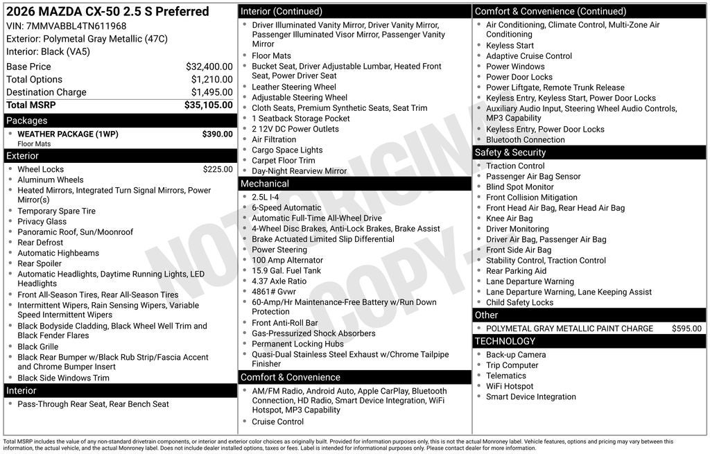 2026 Mazda Mazda CX-50 2.5 S Preferred AWD