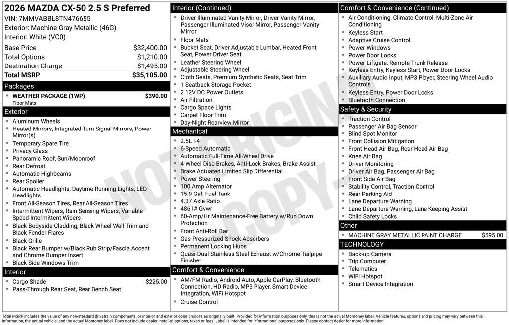 2026 Mazda Mazda CX-50 2.5 S Preferred AWD