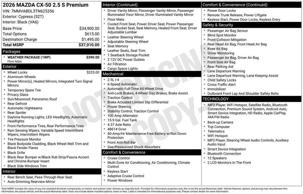 2026 Mazda Mazda CX-50 2.5 S Premium AWD