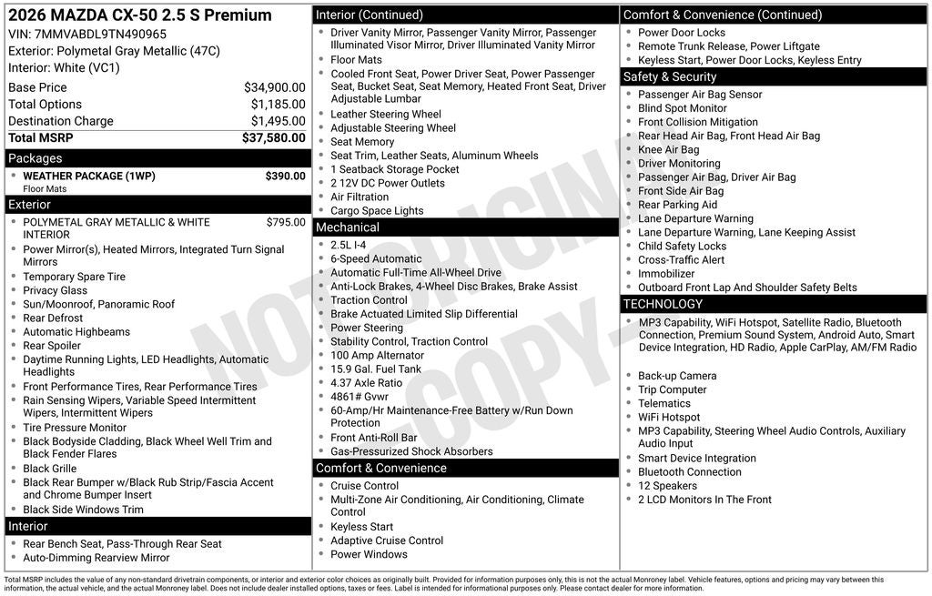 2026 Mazda Mazda CX-50 2.5 S Premium AWD