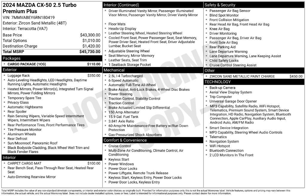 2024 Mazda Mazda CX-50 2.5 Turbo Premium Plus Package