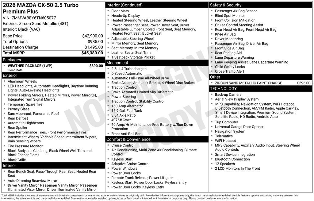 2026 Mazda Mazda CX-50 2.5 Turbo Premium Plus AWD