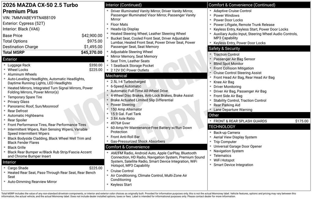 2026 Mazda Mazda CX-50 2.5 Turbo Premium Plus AWD
