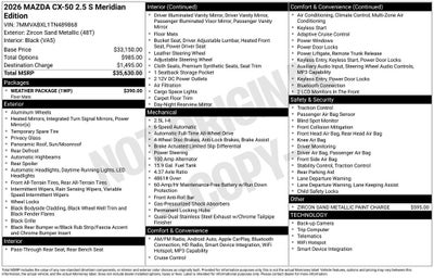 2026 Mazda Mazda CX-50 2.5 S Meridian Edition AWD