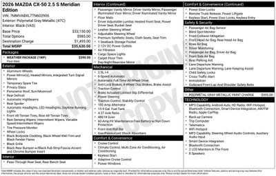 2026 Mazda Mazda CX-50 2.5 S Meridian Edition AWD