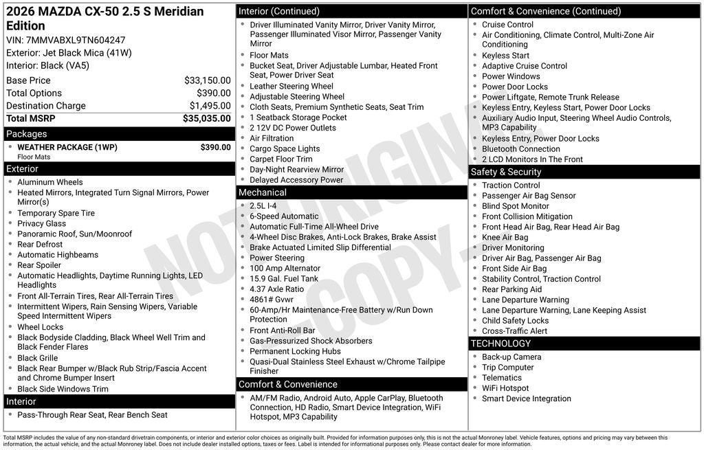 2026 Mazda Mazda CX-50 2.5 S Meridian Edition AWD