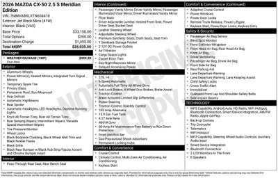 2026 Mazda Mazda CX-50 2.5 S Meridian Edition AWD