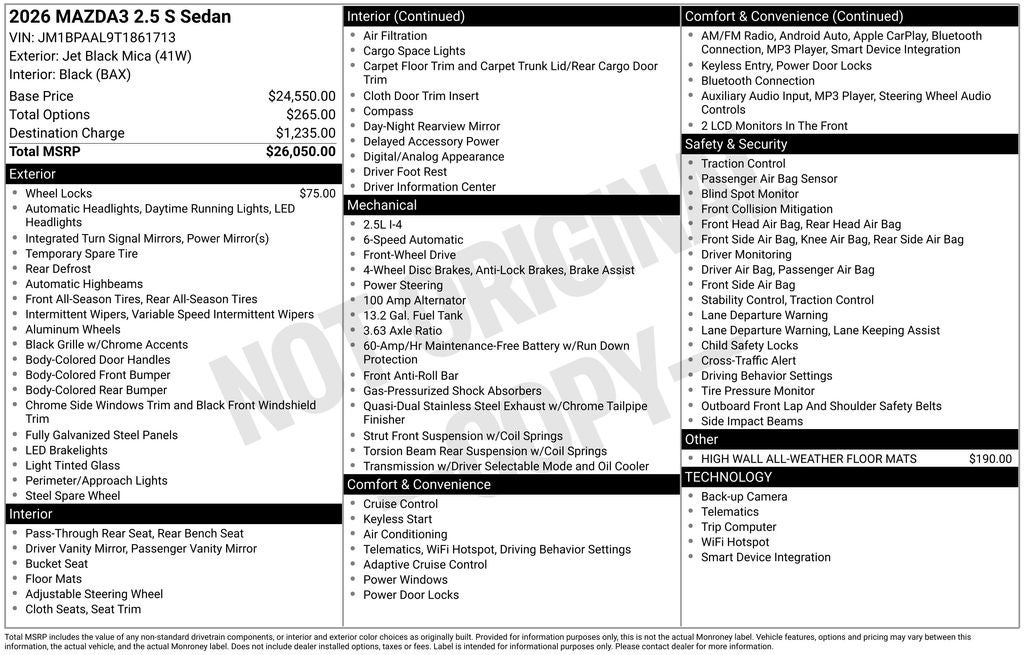 2026 Mazda Mazda3 Sedan 2.5 S