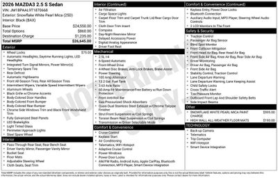 2026 Mazda Mazda3 Sedan 2.5 S