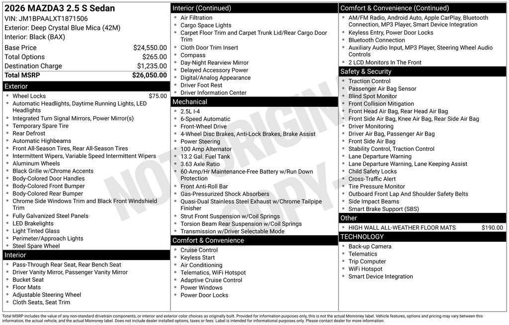 2026 Mazda Mazda3 Sedan 2.5 S