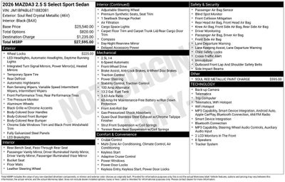 2026 Mazda Mazda3 Sedan 2.5 S Select Sport