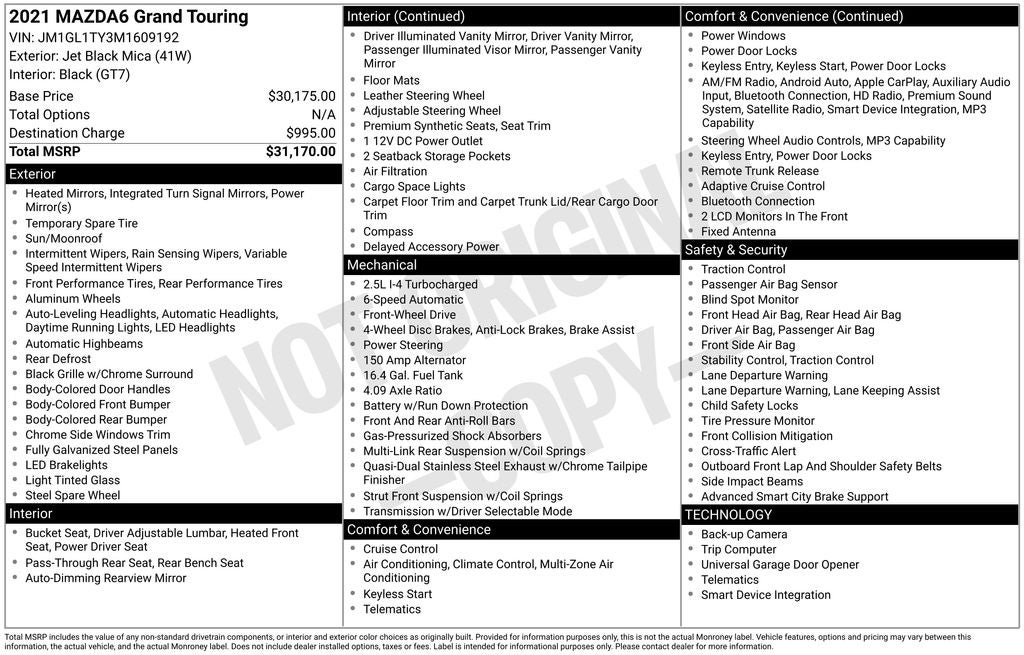 2021 Mazda Mazda6 Grand Touring