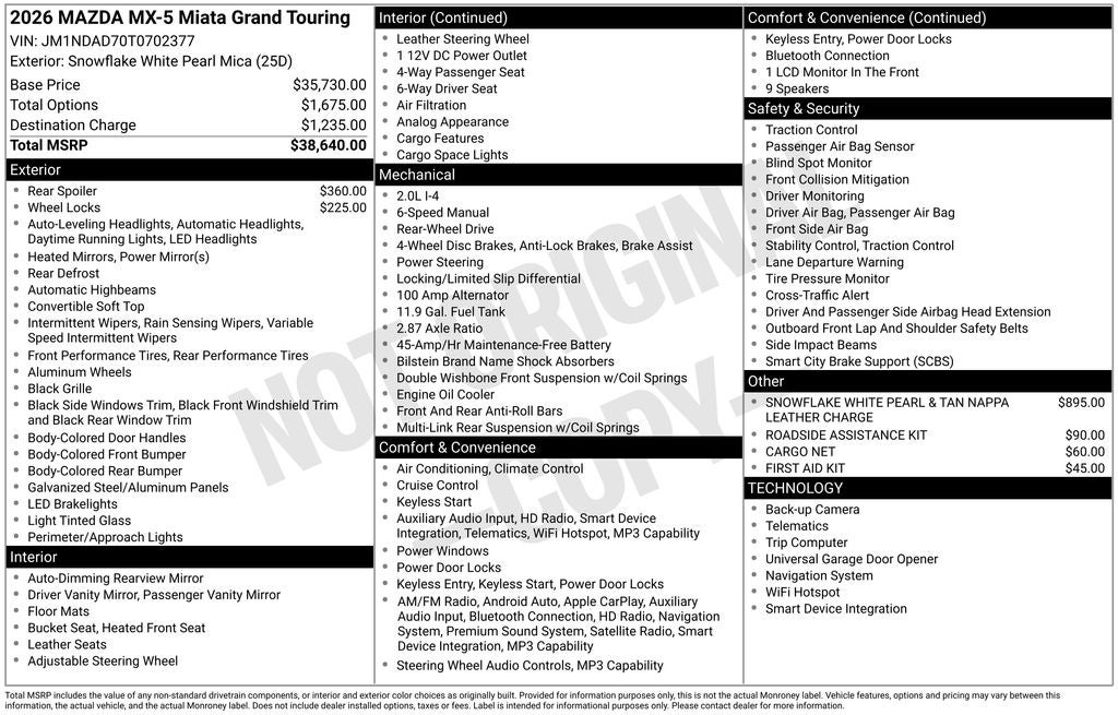 2026 Mazda Mazda MX-5 Miata Grand Touring