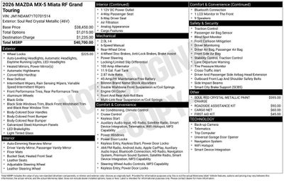 2026 Mazda Mazda MX-5 Miata RF Grand Touring