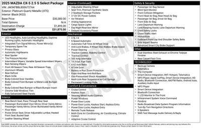 2025 Mazda Mazda CX-5 2.5 S Select Package