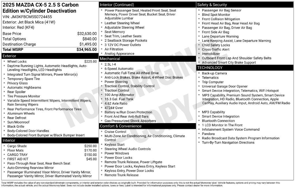 2025 Mazda Mazda CX-5 2.5 S Carbon Edition