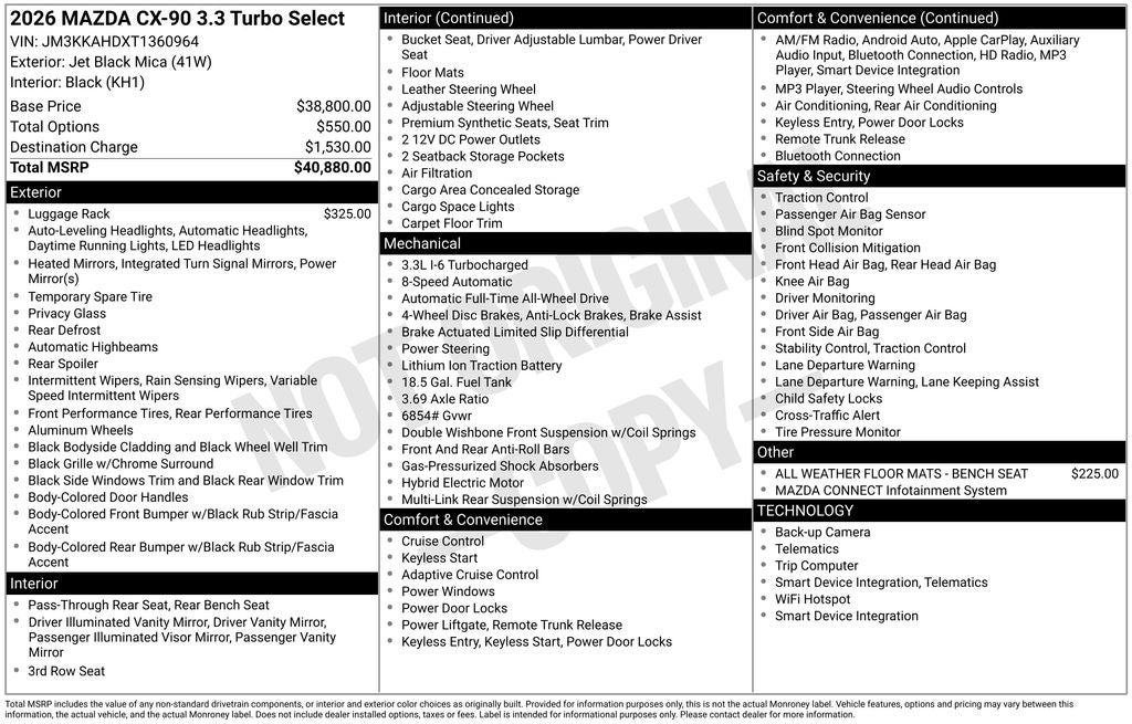 2026 Mazda Mazda CX-90 3.3 Turbo Select AWD