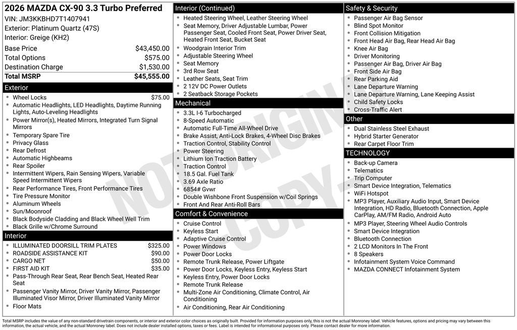 2026 Mazda Mazda CX-90 3.3 Turbo Preferred AWD