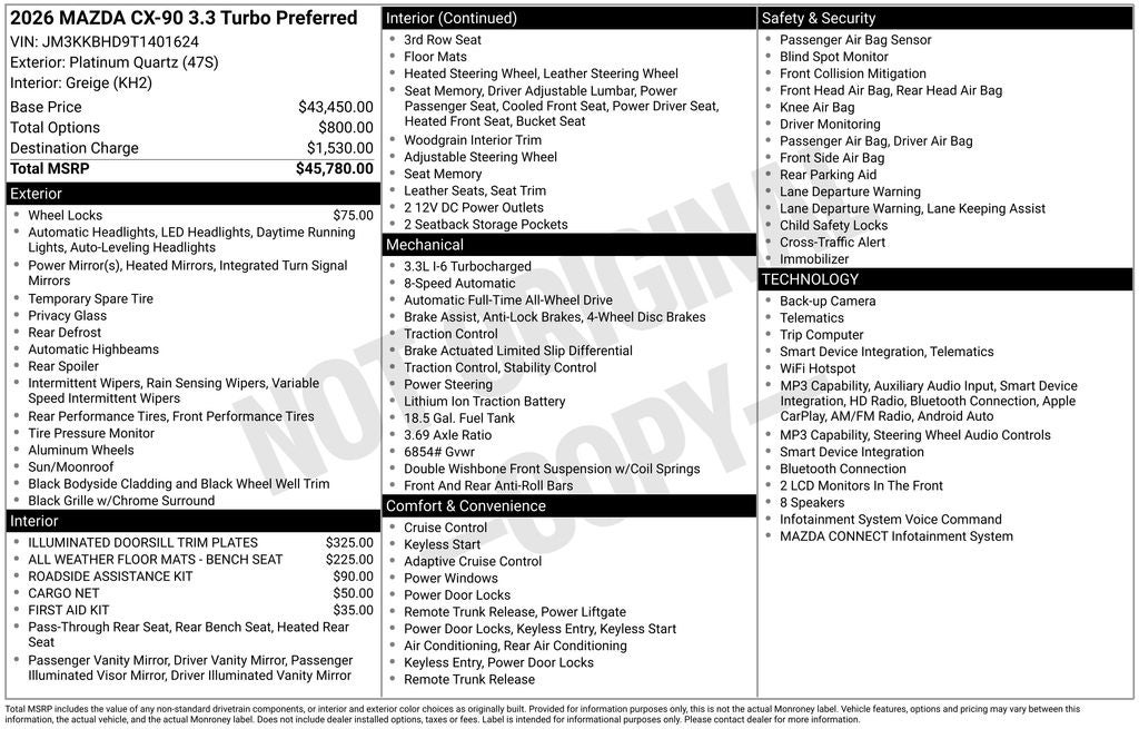 2026 Mazda Mazda CX-90 3.3 Turbo Preferred AWD