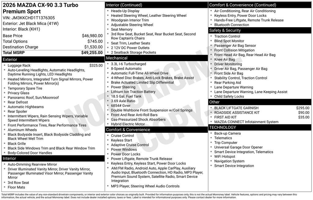 2026 Mazda Mazda CX-90 3.3 Turbo Premium Sport AWD