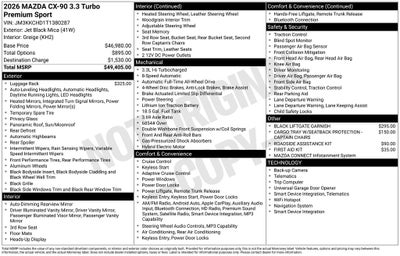2026 Mazda Mazda CX-90 3.3 Turbo Premium Sport AWD