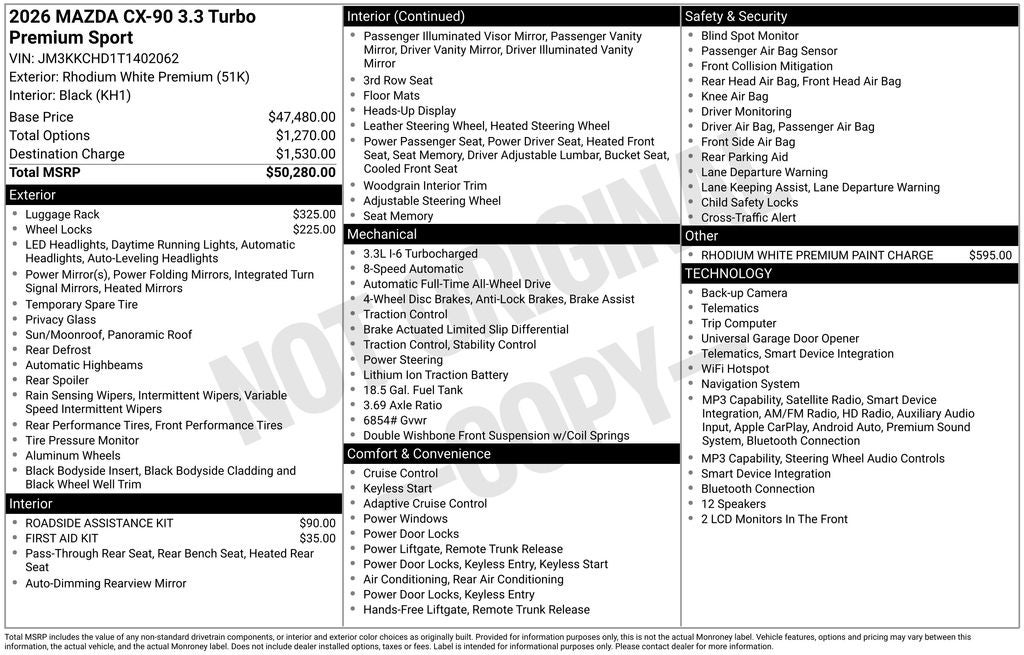 2026 Mazda Mazda CX-90 3.3 Turbo Premium Sport AWD