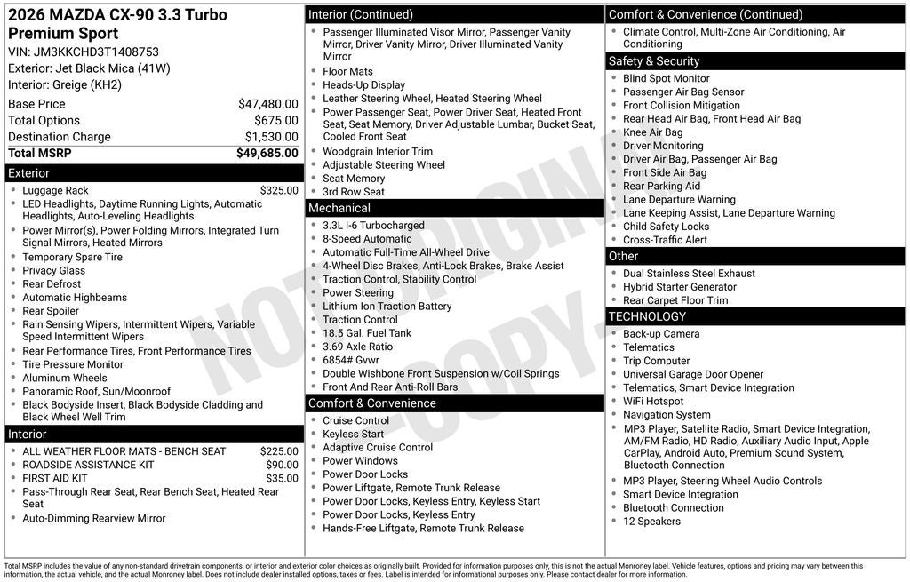 2026 Mazda Mazda CX-90 3.3 Turbo Premium Sport AWD