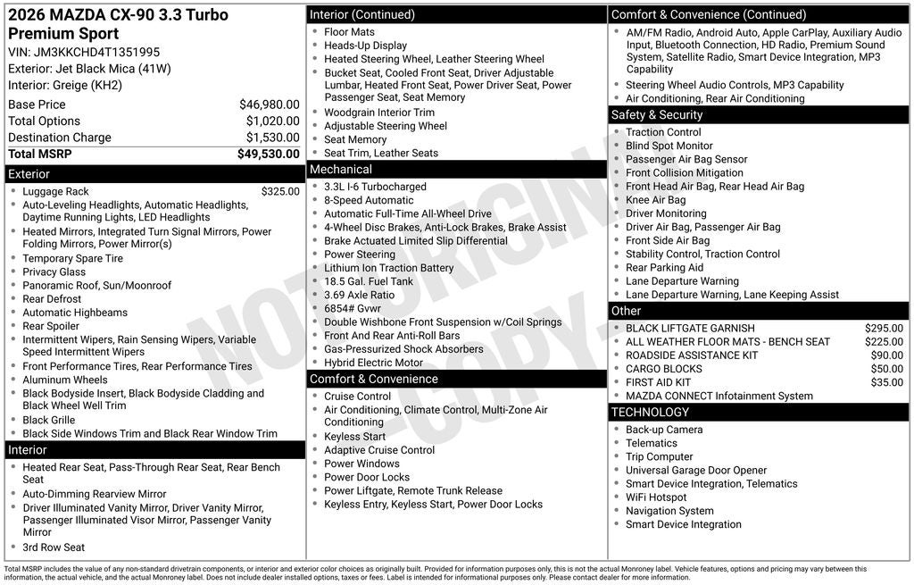 2026 Mazda Mazda CX-90 3.3 Turbo Premium Sport AWD