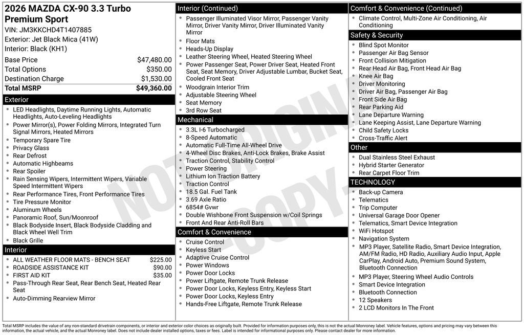 2026 Mazda Mazda CX-90 3.3 Turbo Premium Sport AWD