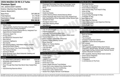 2026 Mazda Mazda CX-90 3.3 Turbo Premium Sport AWD