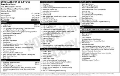 2026 Mazda Mazda CX-90 3.3 Turbo Premium Sport AWD