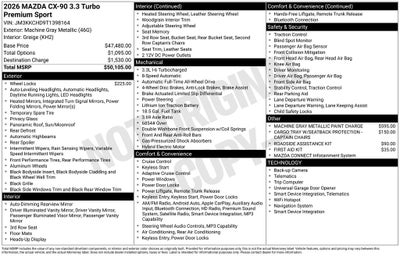 2026 Mazda Mazda CX-90 3.3 Turbo Premium Sport AWD