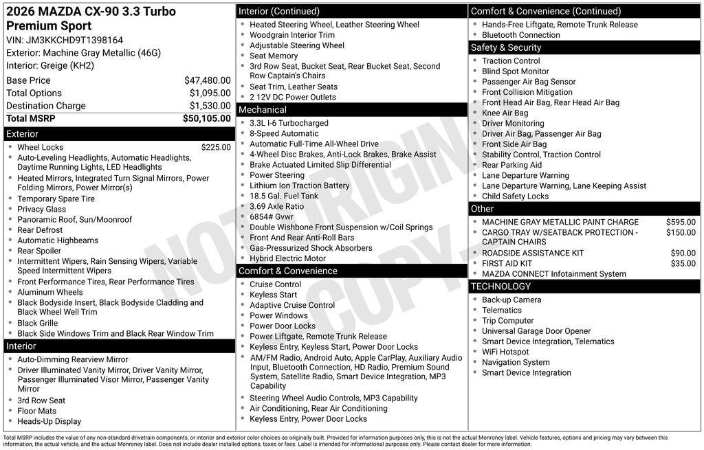 2026 Mazda Mazda CX-90 3.3 Turbo Premium Sport AWD