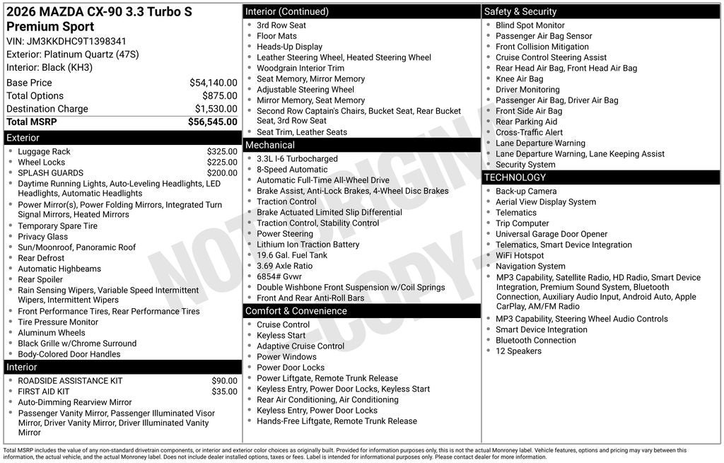2026 Mazda Mazda CX-90 3.3 Turbo S Premium Sport AWD