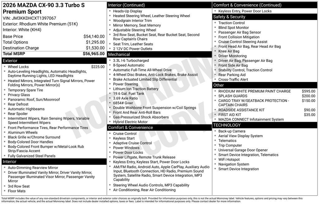 2026 Mazda Mazda CX-90 3.3 Turbo S Premium Sport AWD