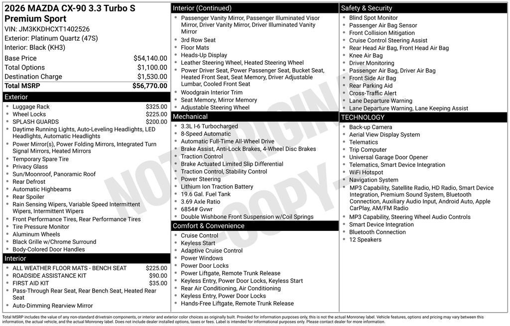 2026 Mazda Mazda CX-90 3.3 Turbo S Premium Sport AWD