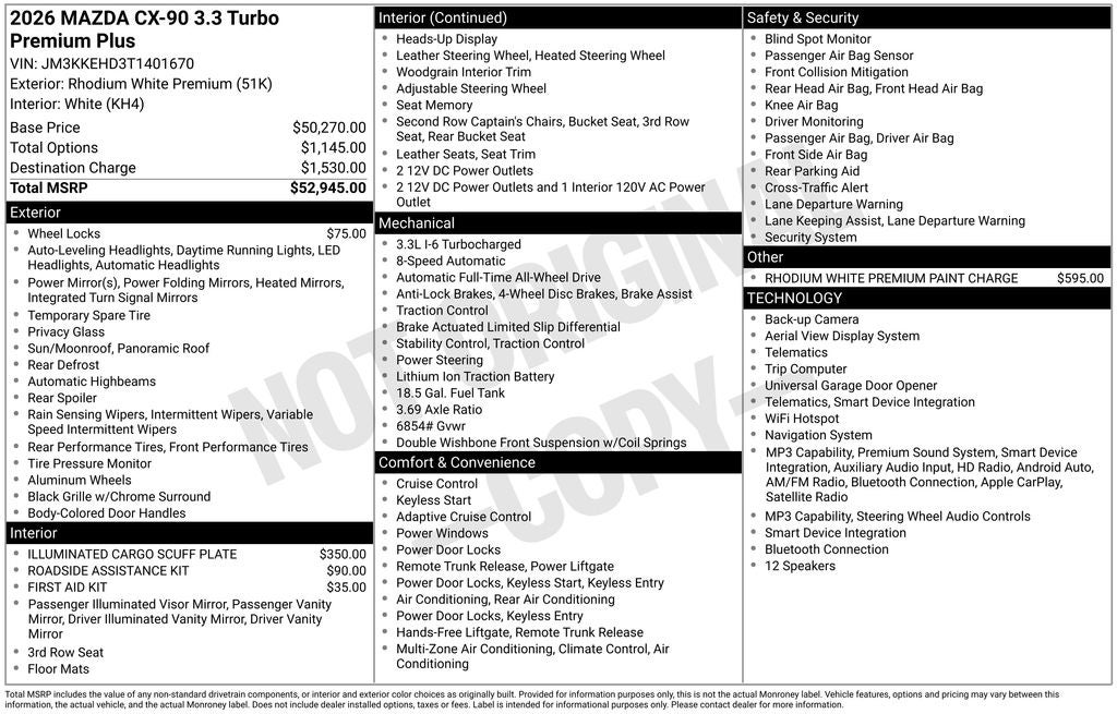 2026 Mazda Mazda CX-90 3.3 Turbo Premium Plus AWD