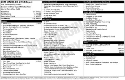 2026 Mazda Mazda CX-5 2.5 S Select AWD