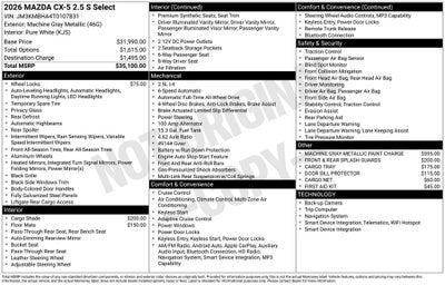 2026 Mazda Mazda CX-5 2.5 S Select AWD