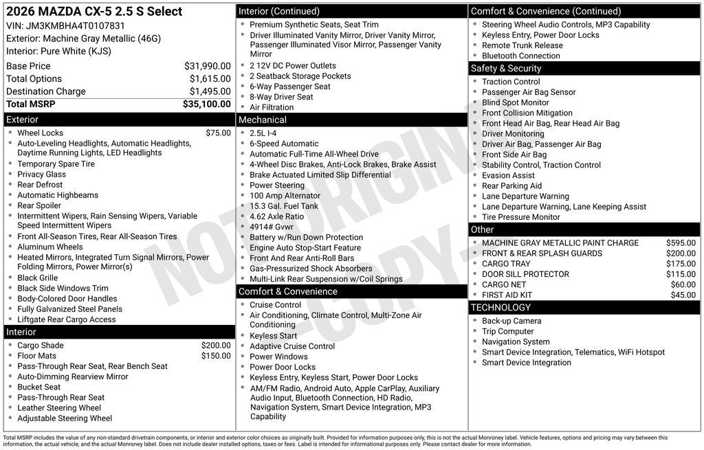 2026 Mazda Mazda CX-5 2.5 S Select AWD